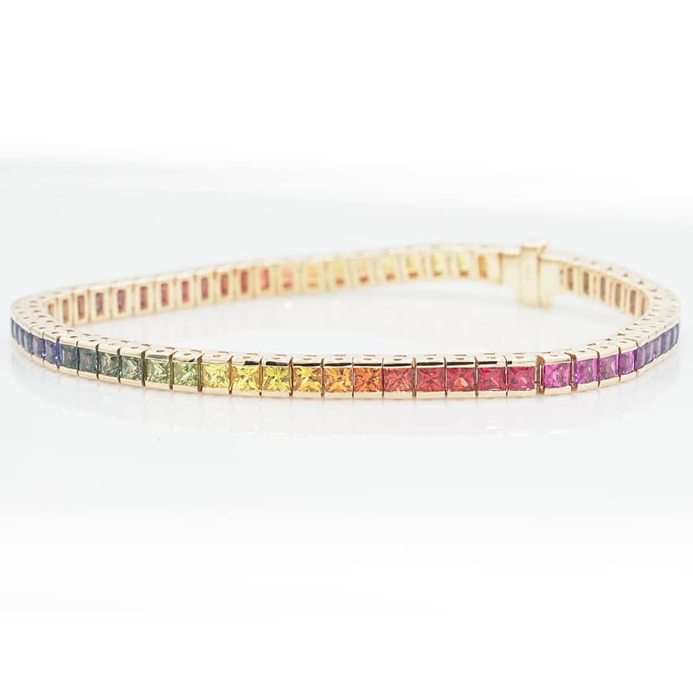 Intense Rainbow Sapphire Gold Bracelet