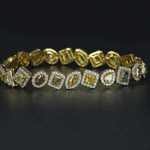 9.36CT Fancy & White Diamond 18k Gold Bracelet