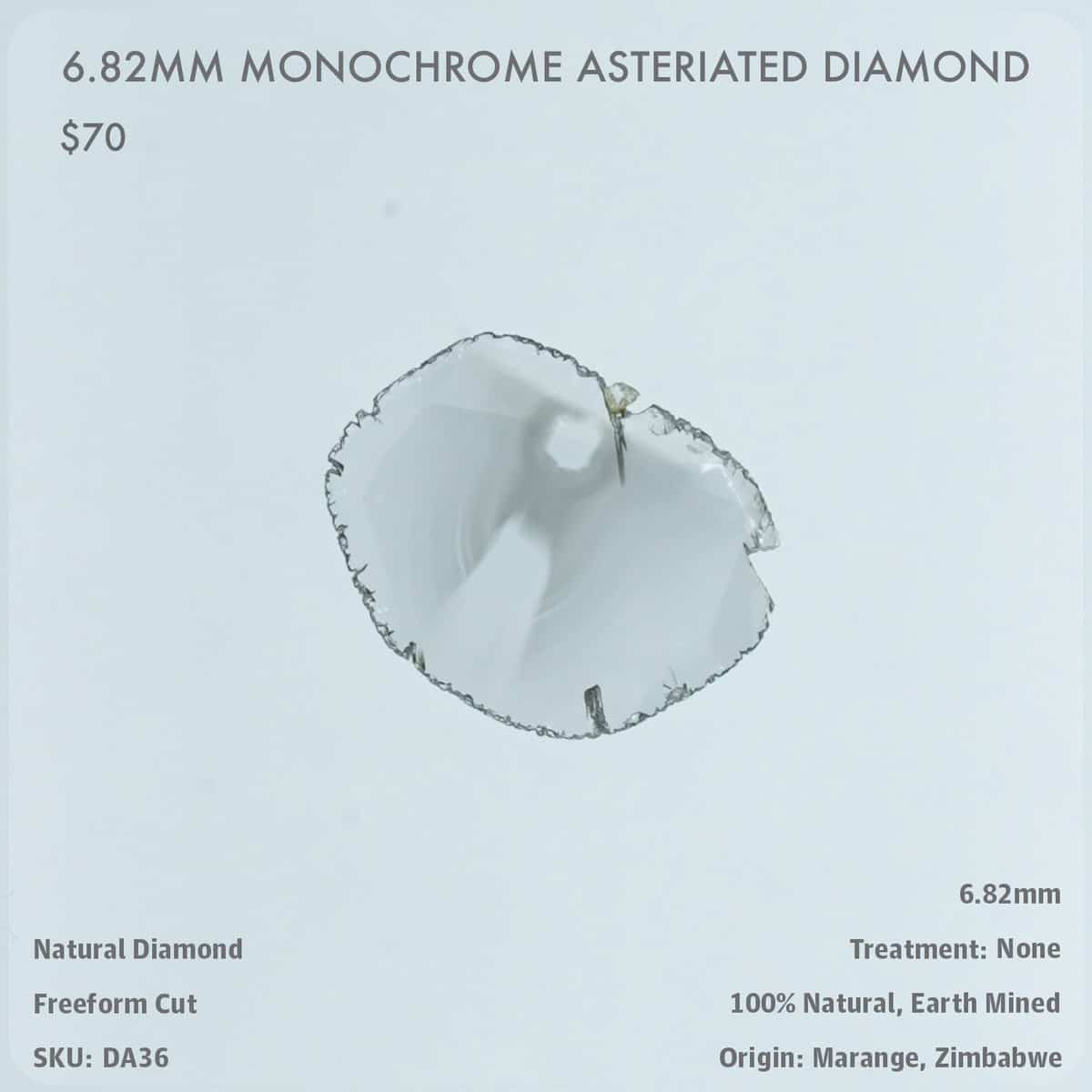 6.82mm Monochrome Asteriated Diamond