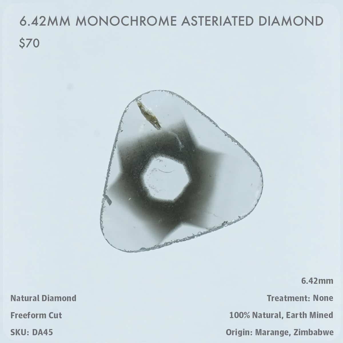 6.42mm Monochrome Asteriated Diamond