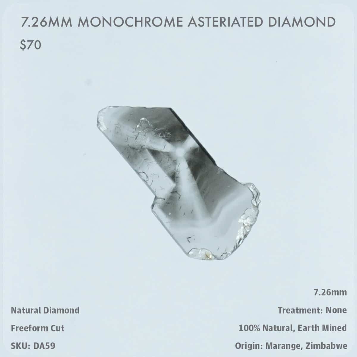 7.26mm Monochrome Asteriated Diamond