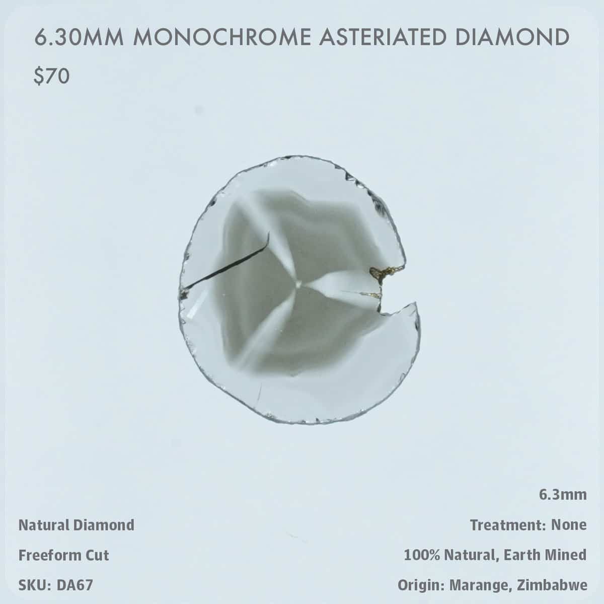 6.30mm Monochrome Asteriated Diamond