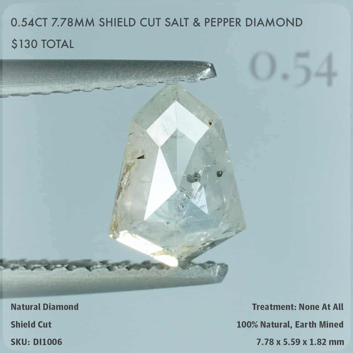 0.54CT 7.78mm Shield Cut Salt & Pepper Diamond