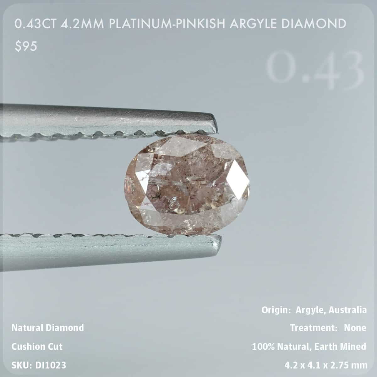 0.43CT 4.2mm Platinum-Pinkish Argyle Diamond