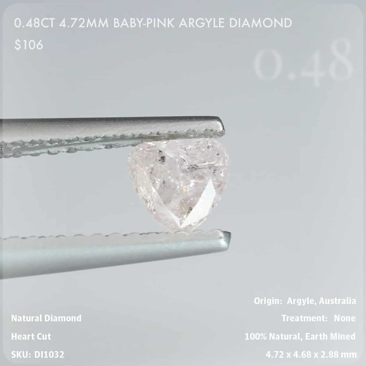 0.48CT 4.72mm Baby-Pink Argyle Diamond