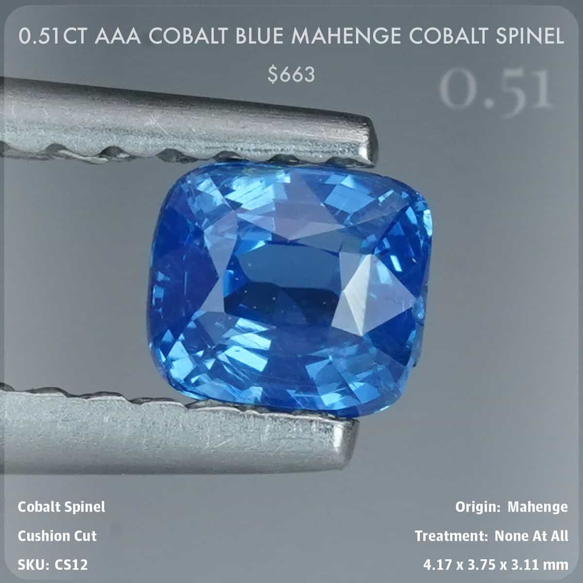 0.51CT AAA Cobalt Blue Mahenge Cobalt Spinel