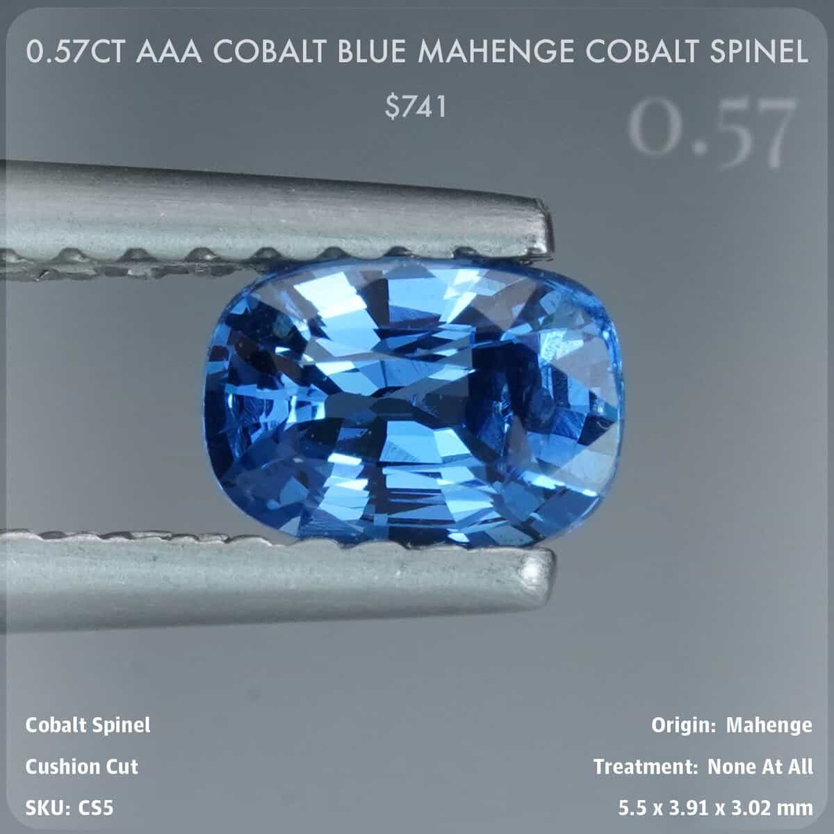 0.57CT AAA Cobalt Blue Mahenge Cobalt Spinel