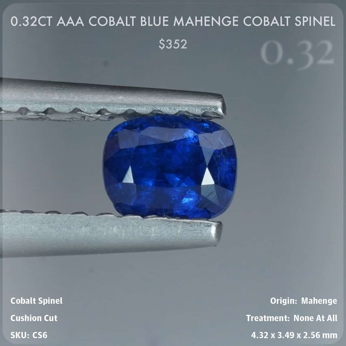 0.32CT AAA Cobalt Blue Mahenge Cobalt Spinel