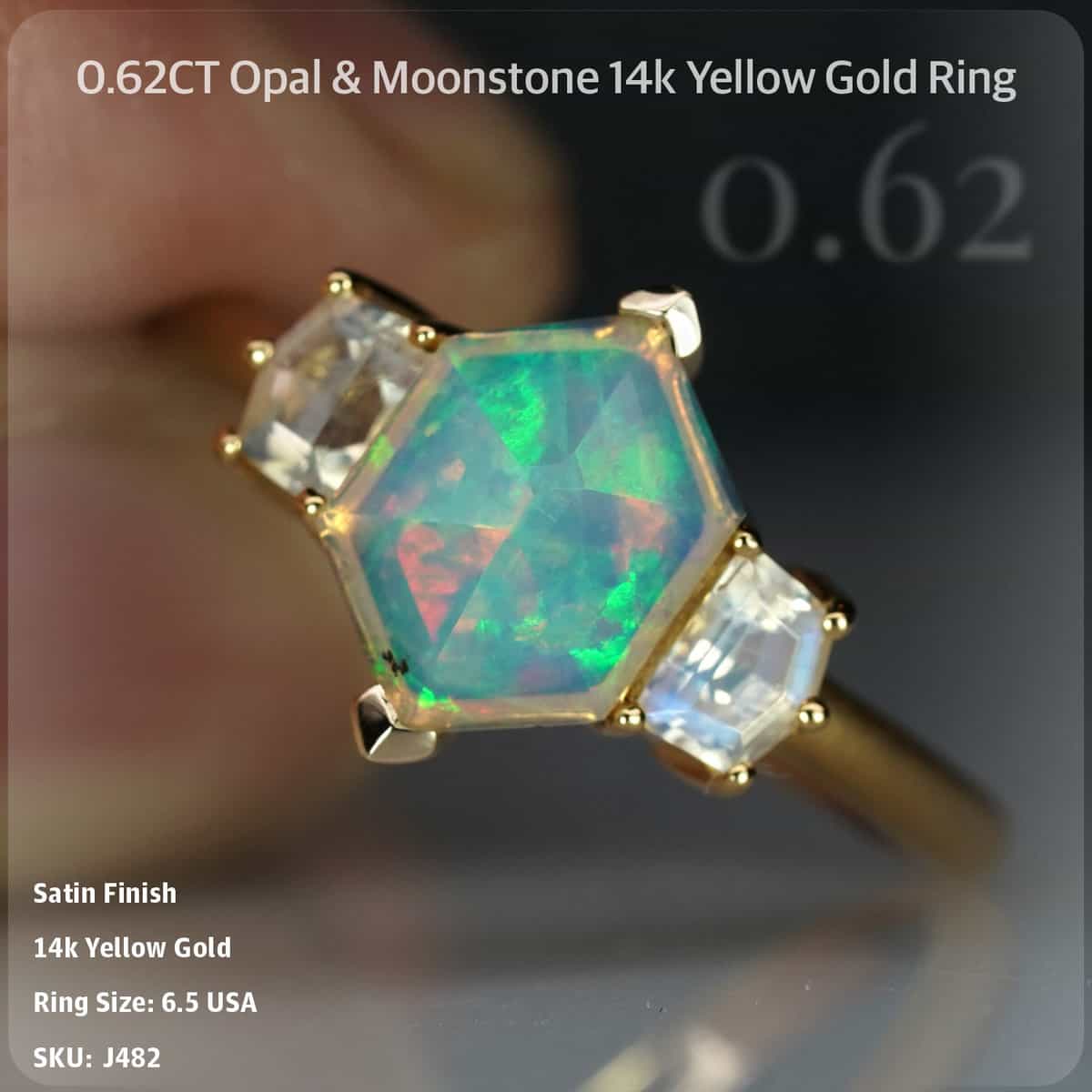 0.93CT Neon Fire Opal & Moonstone Ring
