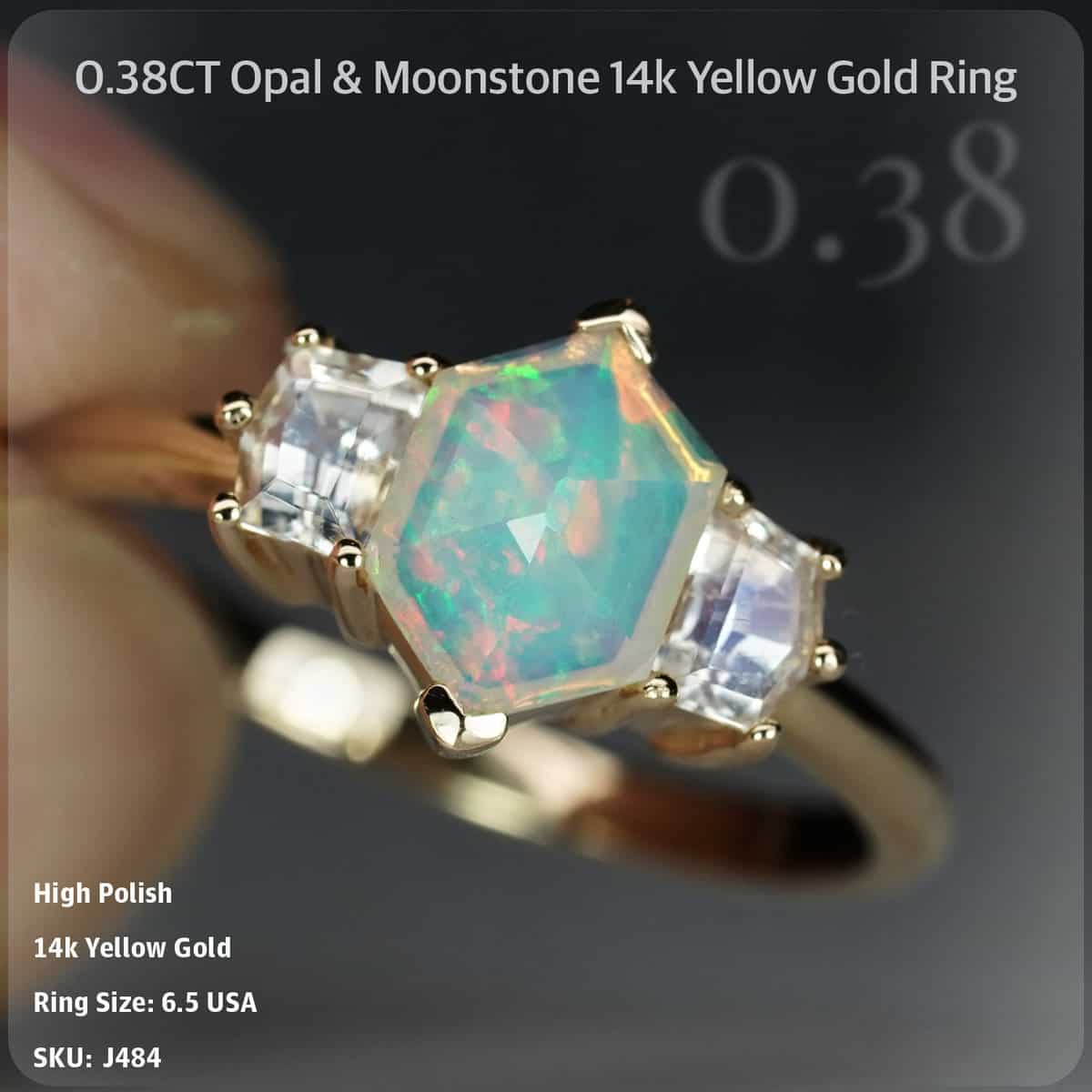 0.73CT Neon Fire Opal & Moonstone Ring