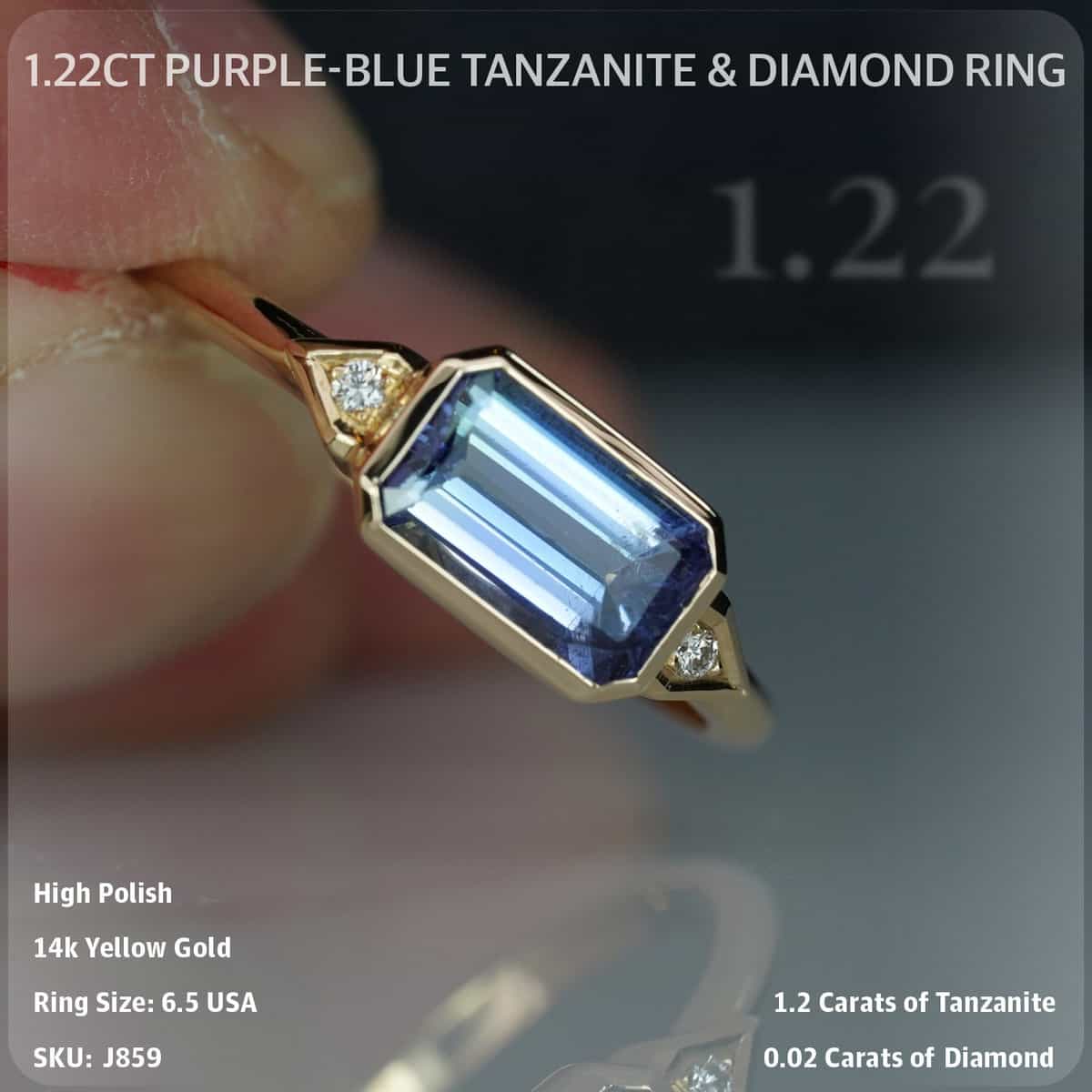 1.22CT Purple-Blue Tanzanite & Diamond Ring