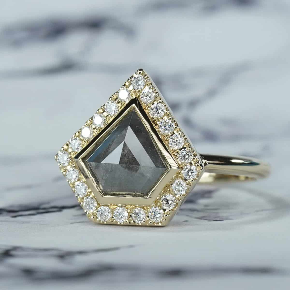 1.87CT Platinum Salt & Pepper Diamond & Diamond Ring