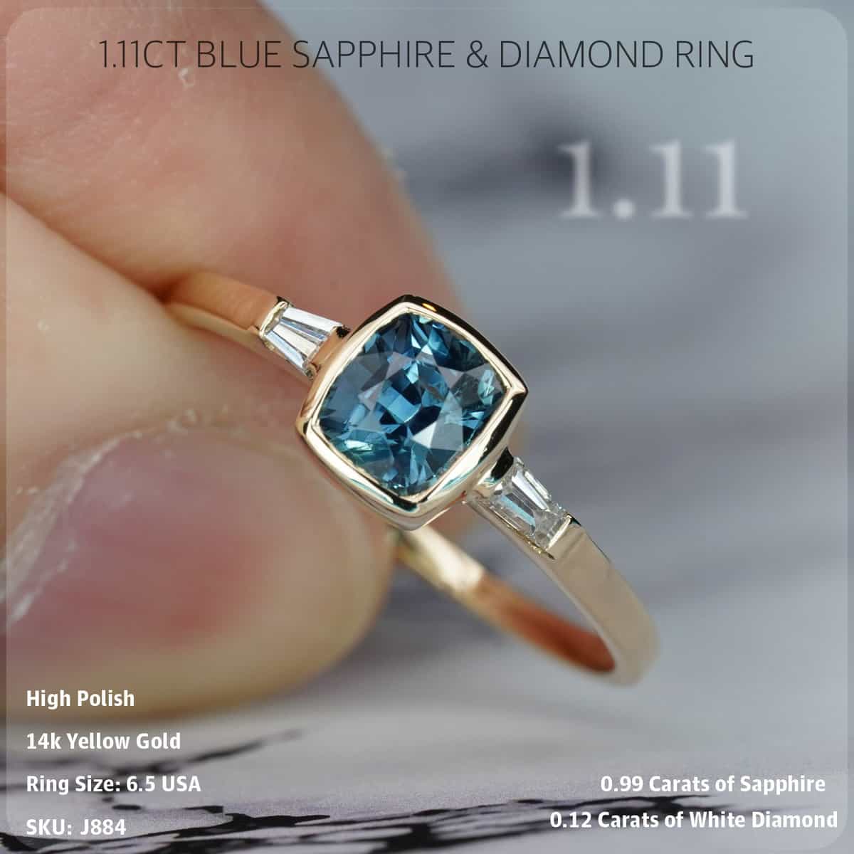 1.11CT Blue Sapphire & Diamond Ring