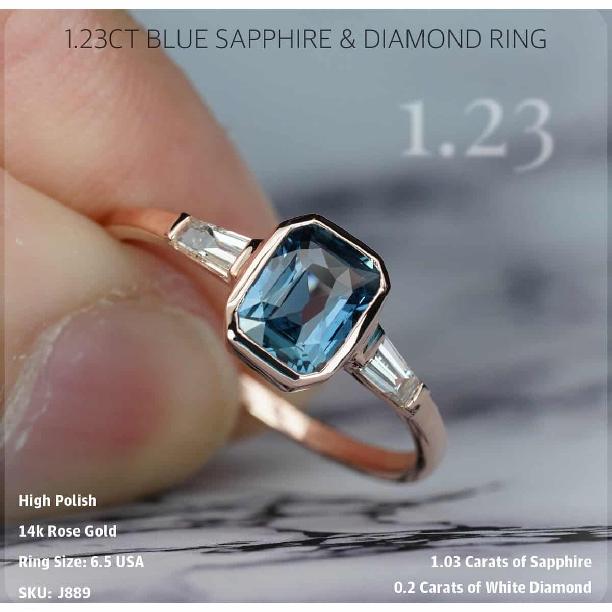 1.23CT Blue Sapphire & Diamond Ring