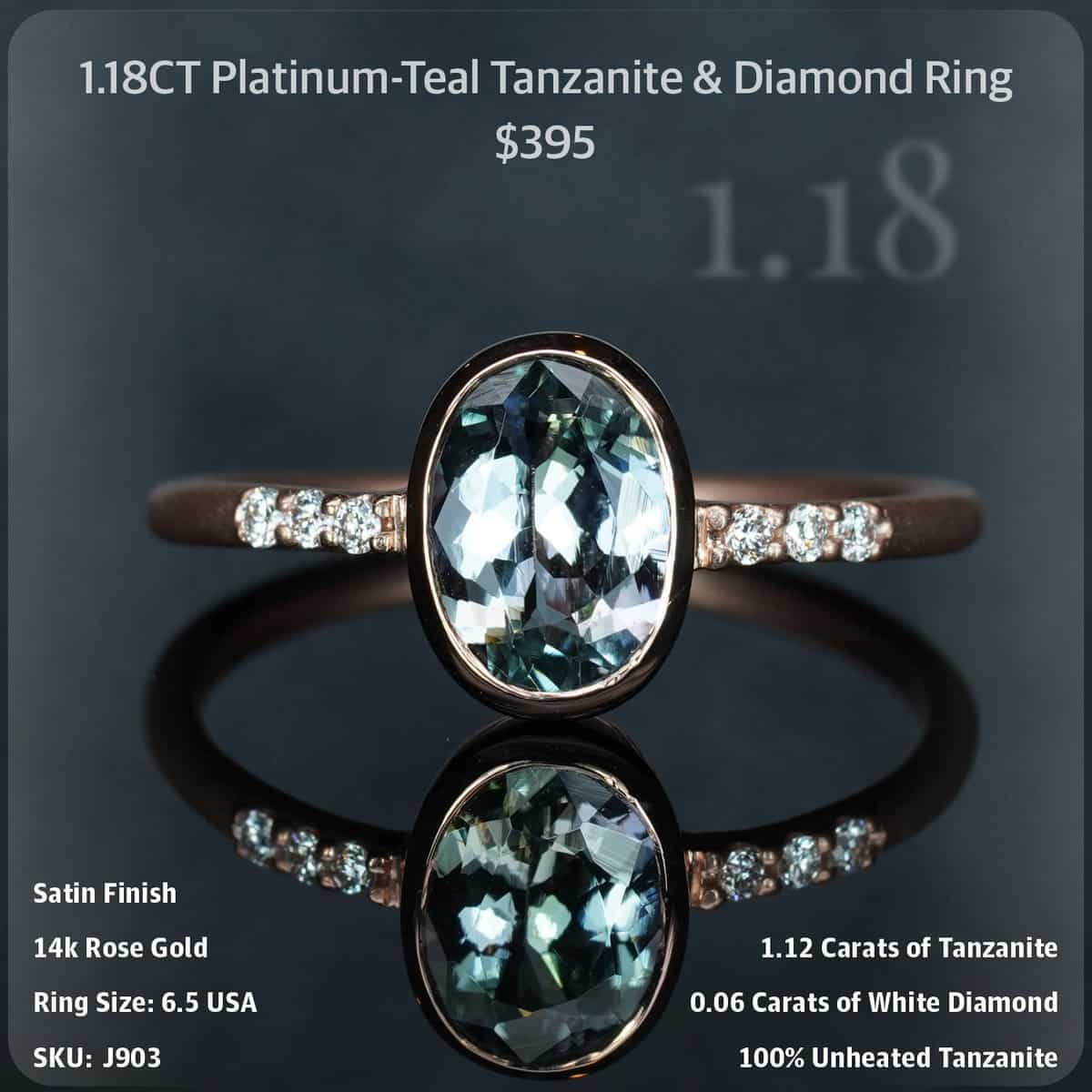 1.18CT Bi-Color Tanzanite & Diamond Ring