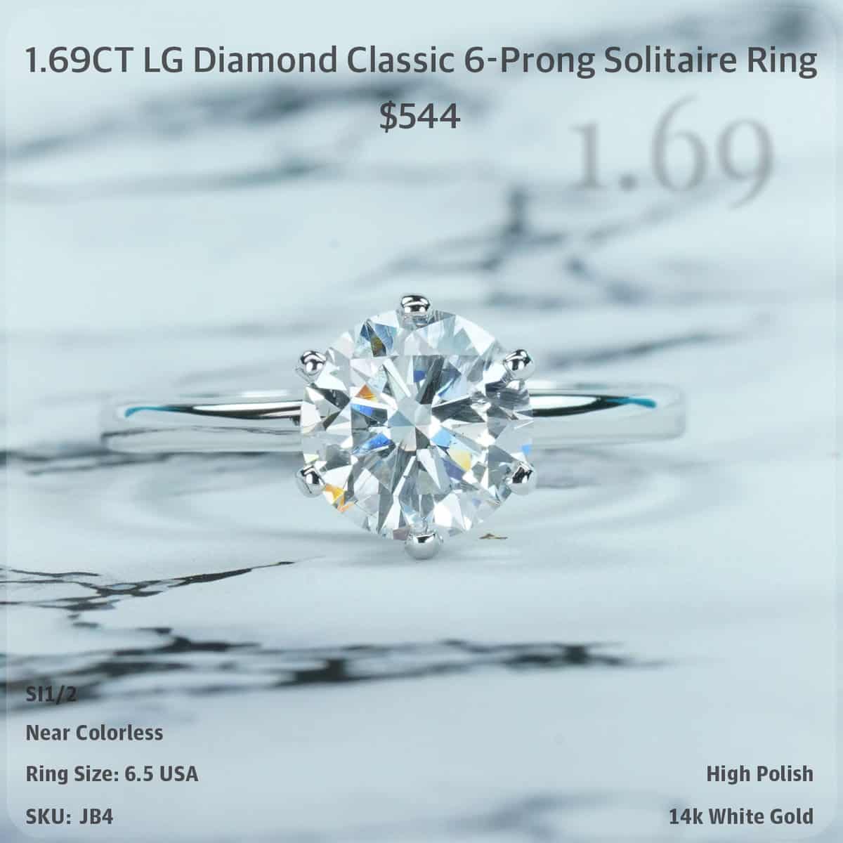 Classic 6 Prong Solitaire Engagement Ring Setting