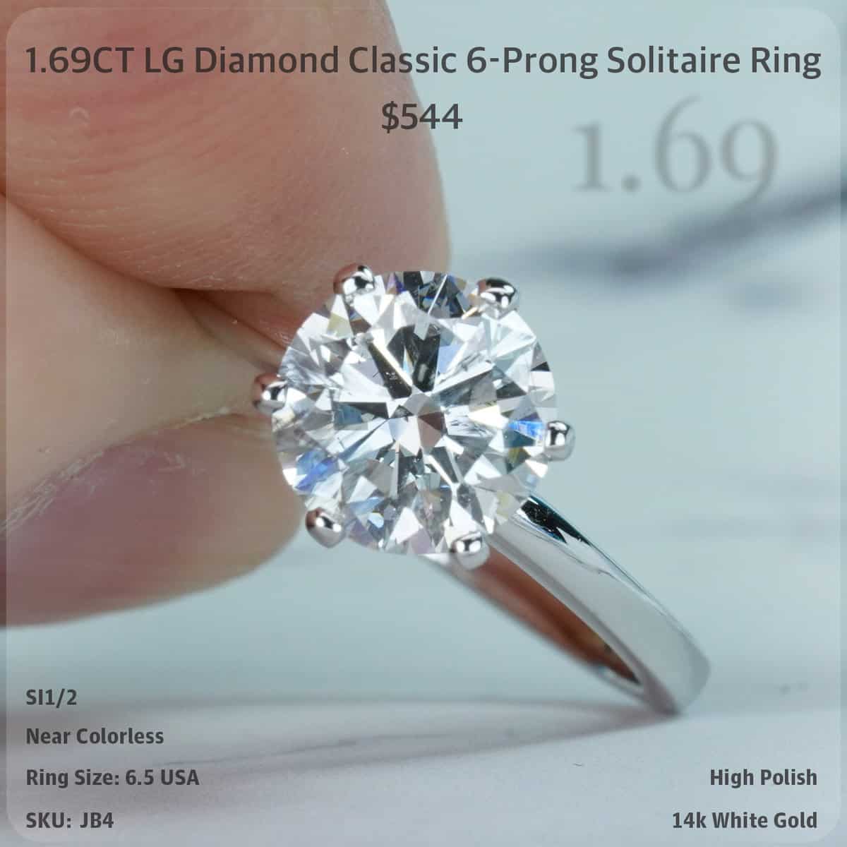 1.69CT LG Diamond Classic 6-Prong Solitaire Ring