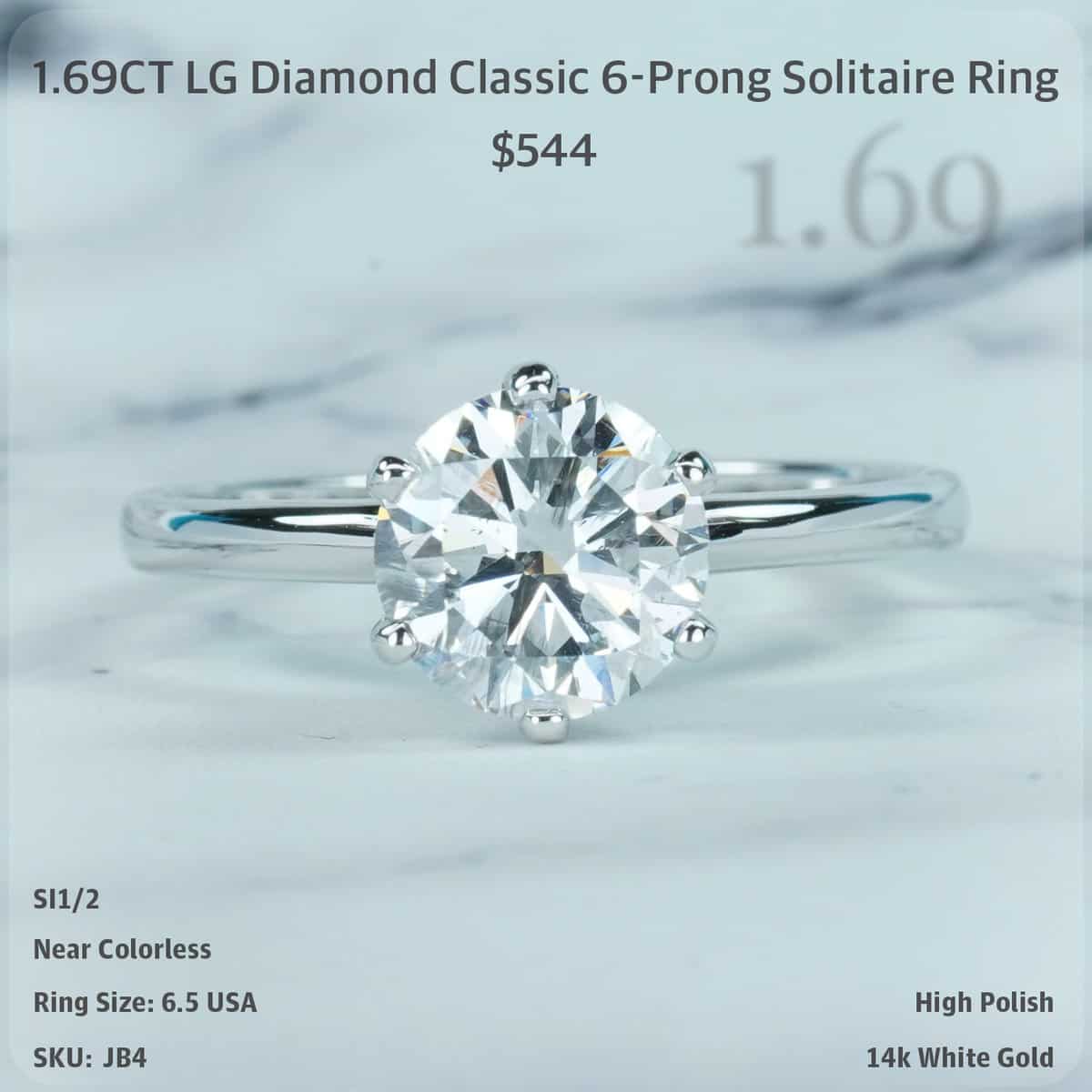 1.69CT LG Diamond Classic 6-Prong Solitaire Ring