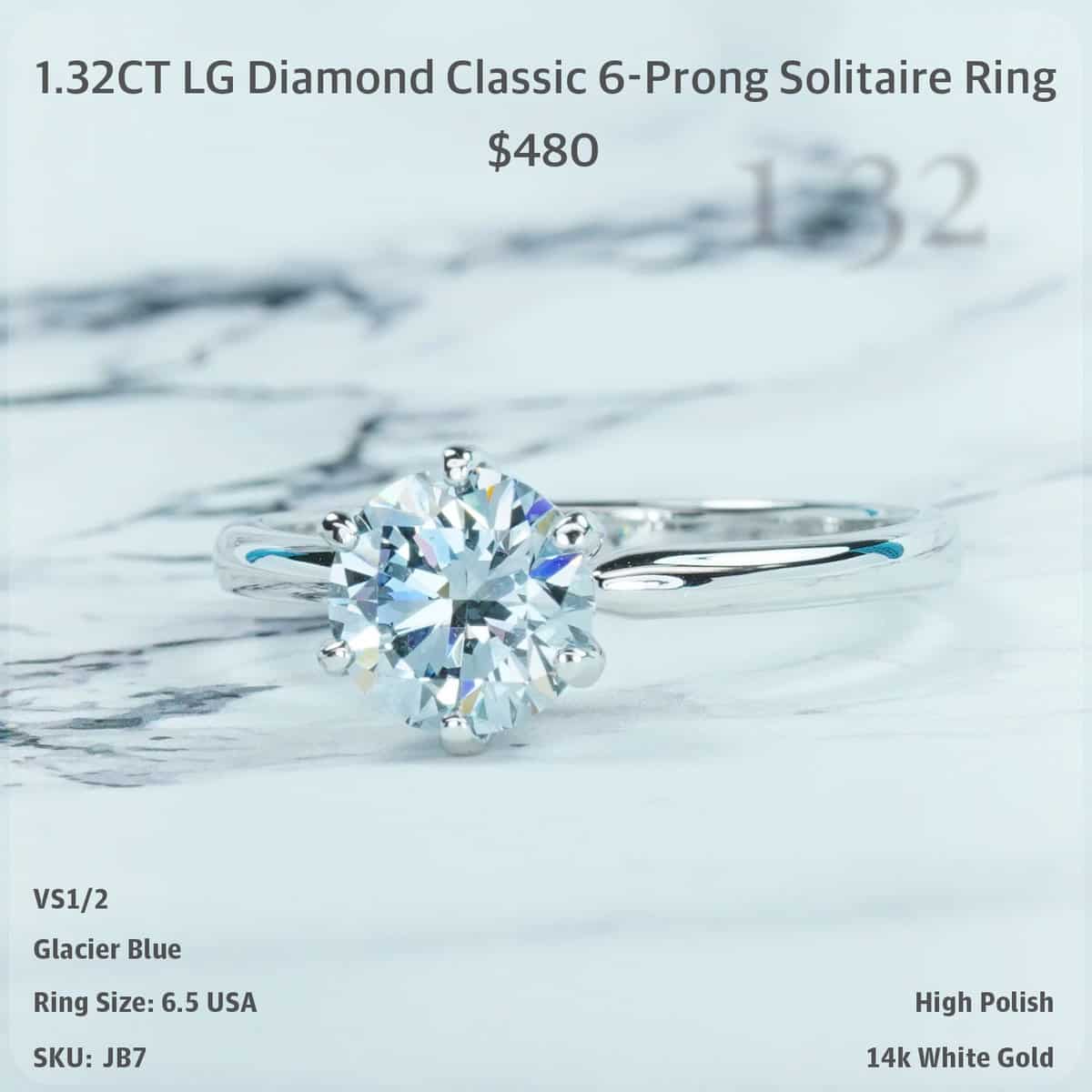 Classic 6 prong solitaire on sale ring