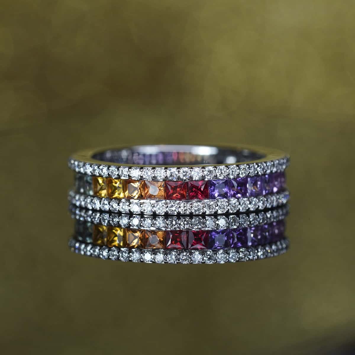 Rainbow Sapphire & Diamond Eternity Ring