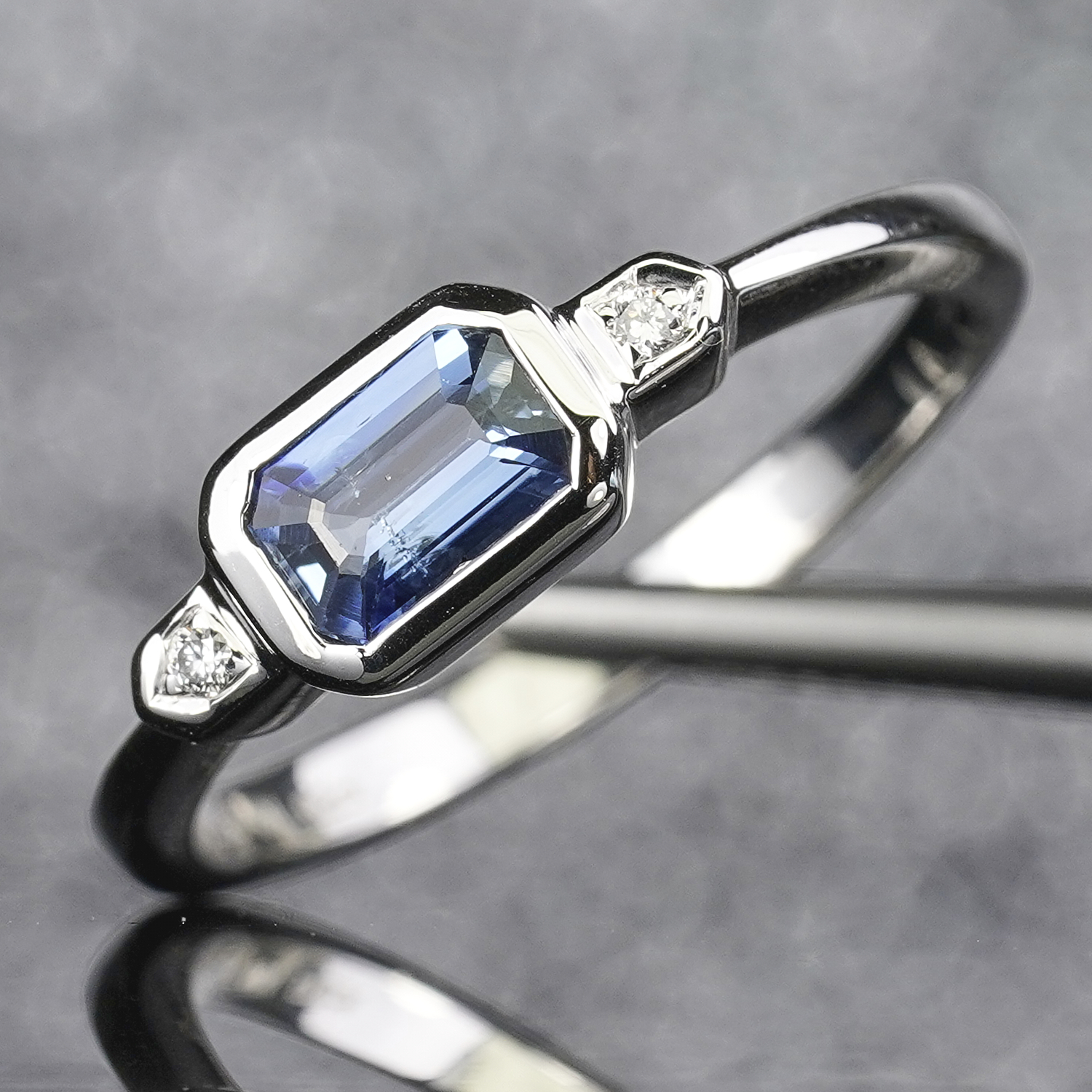 0.59CT Blue Sapphire & Diamond Ring
