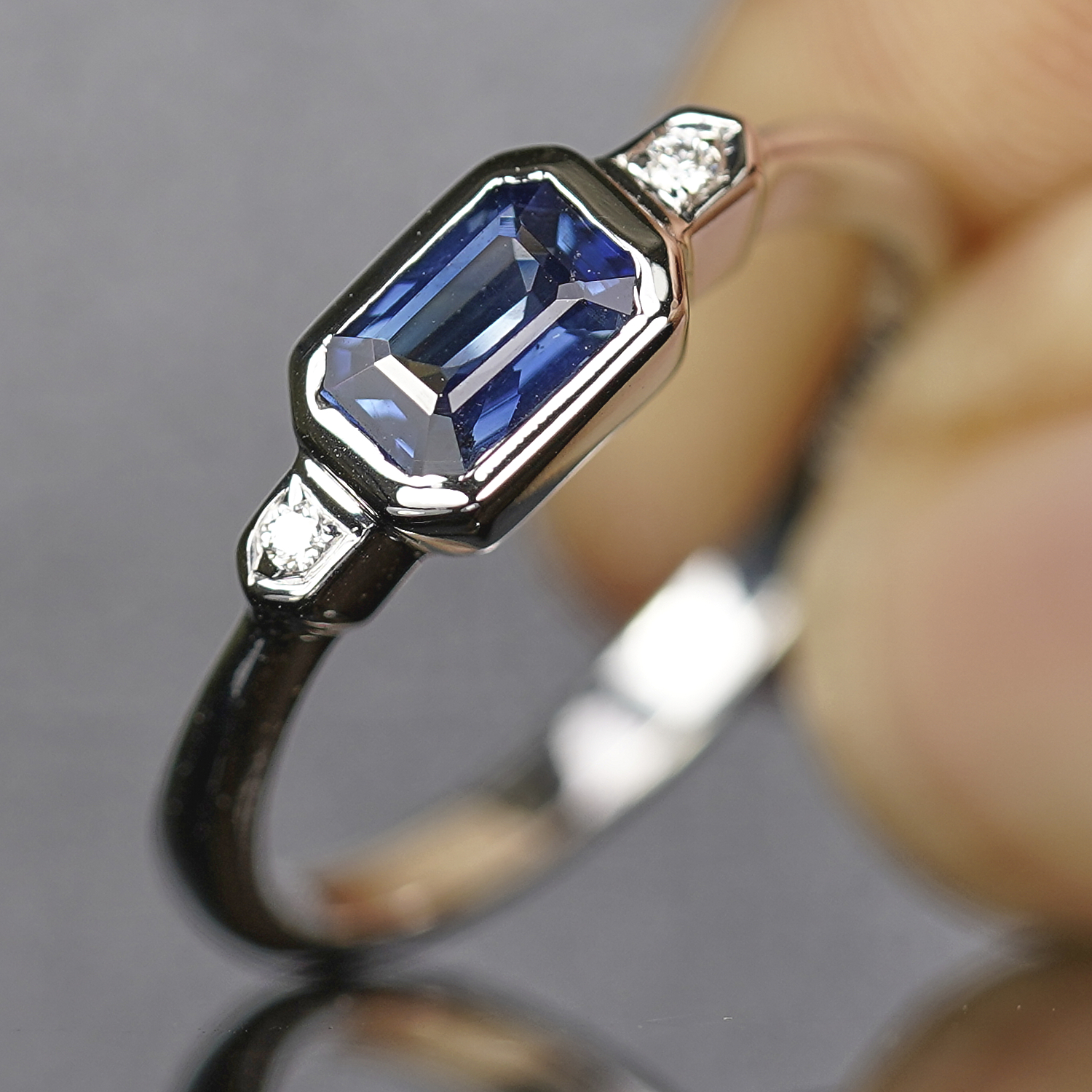 0.68CT Blue Sapphire & Diamond Ring
