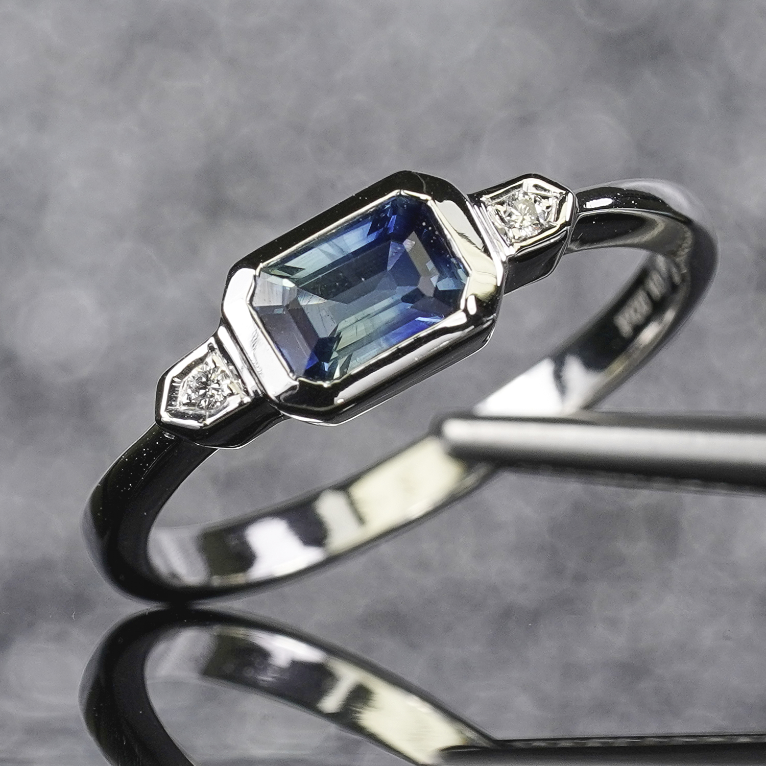 0.68CT Teal Blue Sapphire & Diamond Ring