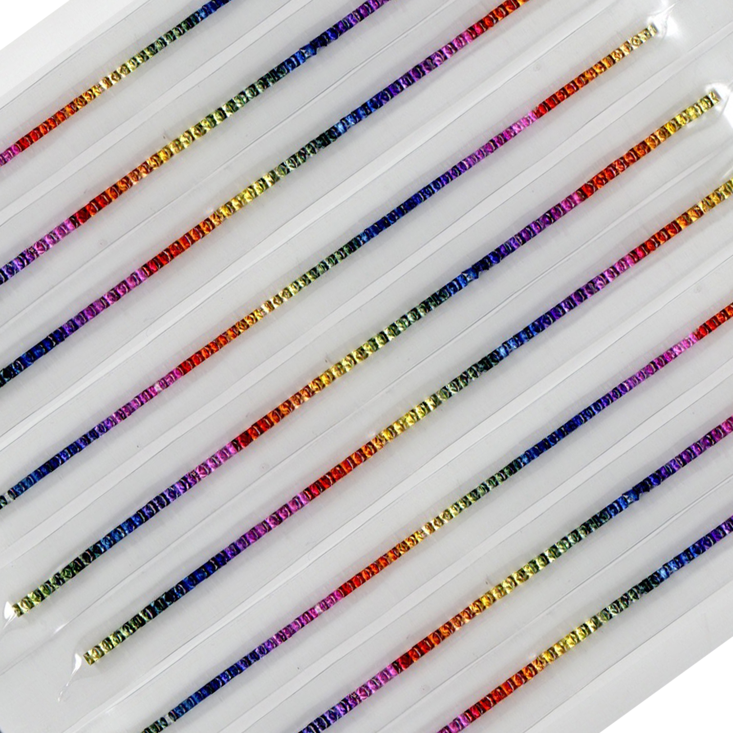 7.60CT (79PCS) 2.4mm PRINCESS CUT RAINBOW SAPPHIRES 7.25"