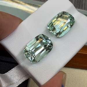 VIVID 21.52CT OCEAN BLUE ANTIQUE CUSHION TOURMALINE PAIR