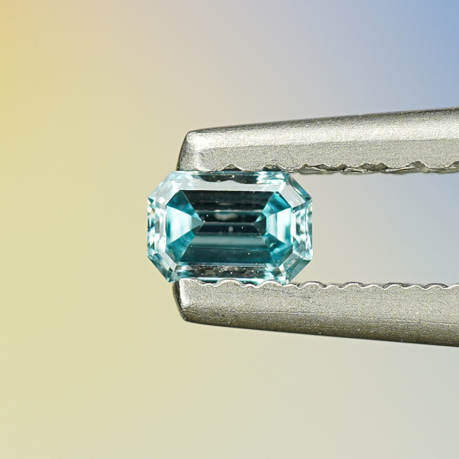 0.11CT Platinum Blue Emerald Cut Fancy Color Lab Dimond