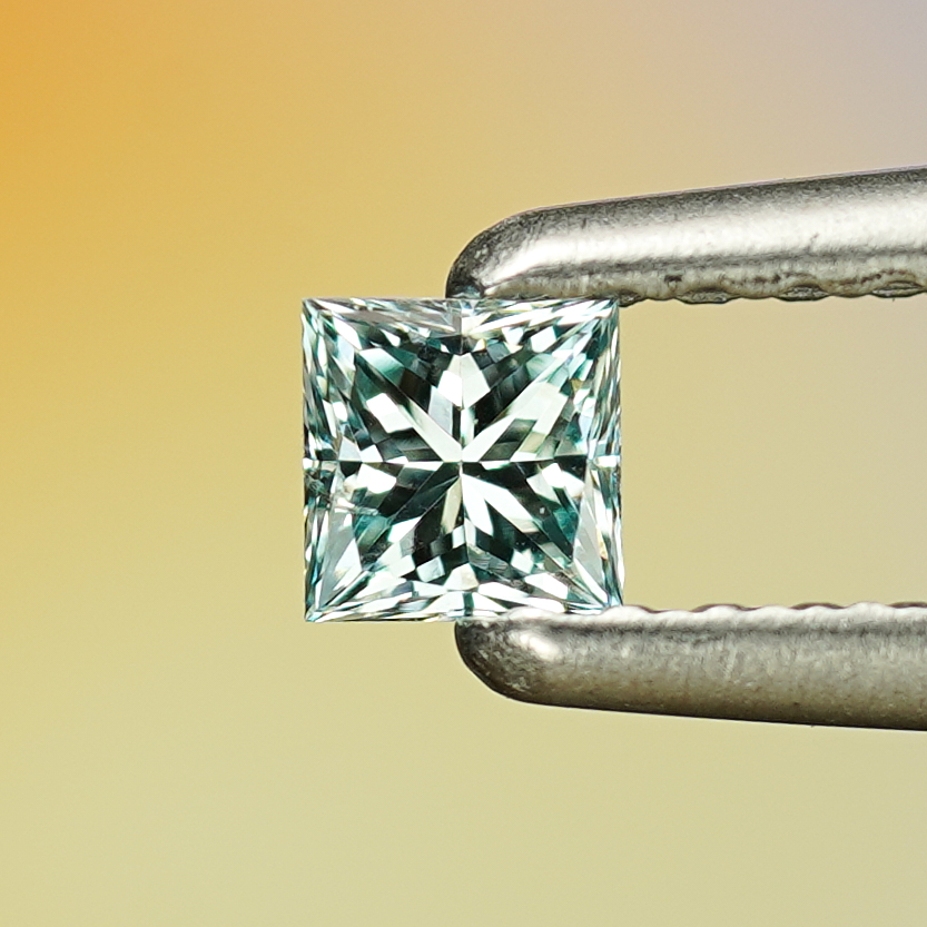 0.15CT Platinum Blue Princess Cut Fancy Color Lab Dimond