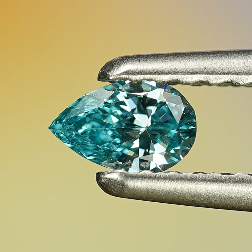 0.16CT Platinum Blue Pear Shape Fancy Color Lab Dimond