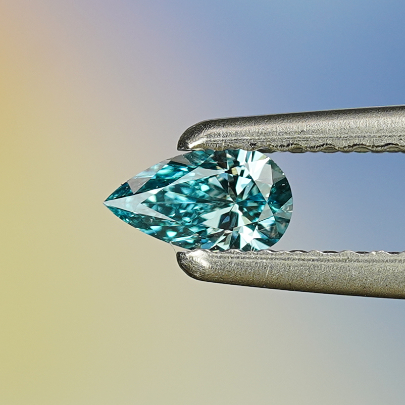 0.17CT Platinum Blue Pear Shape Fancy Color Lab Dimond
