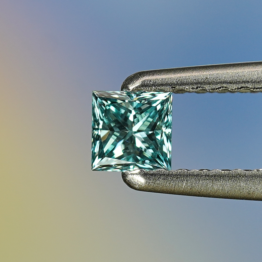 0.20CT Platinum Blue Princess Cut Fancy Color Lab Dimond