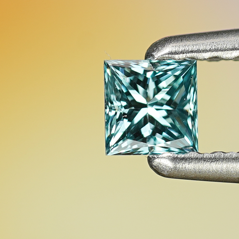 0.20CT Platinum Blue Princess Cut Fancy Color Lab Dimond