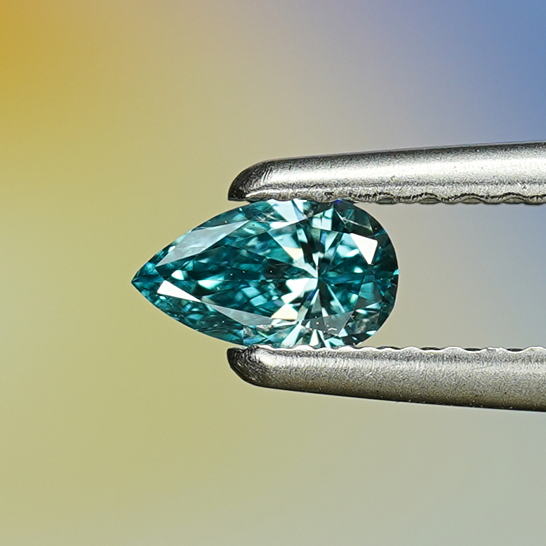 0.21CT Platinum Blue Pear Shape Fancy Color Lab Dimond
