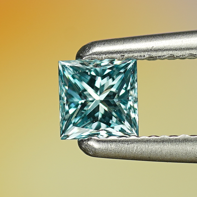 0.23CT Platinum Blue Princess Cut Fancy Color Lab Dimond