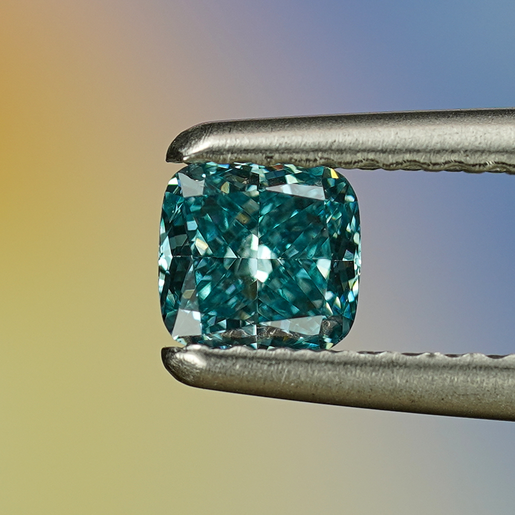 0.31CT Platinum Blue Cushion Fancy Color Lab Dimond