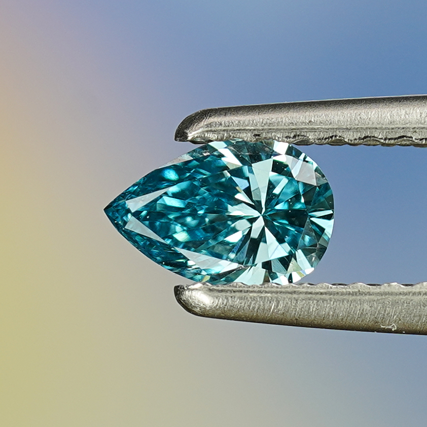 0.31CT Platinum Blue Pear Shape Fancy Color Lab Dimond