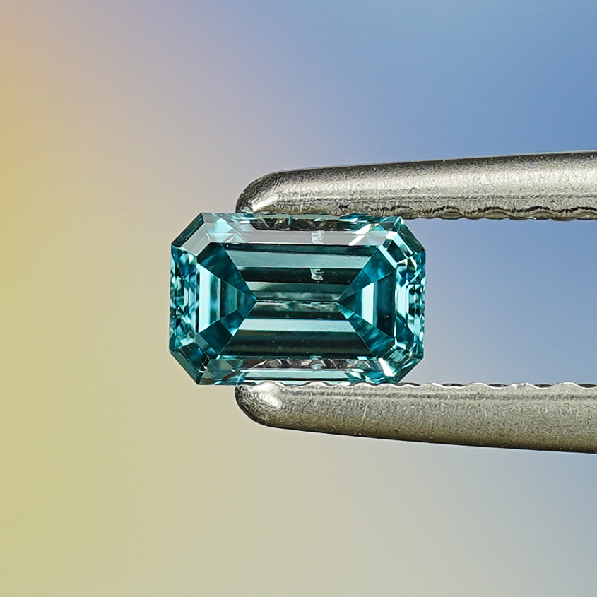 0.33CT Platinum Blue Emerald Cut Fancy Color Lab Dimond