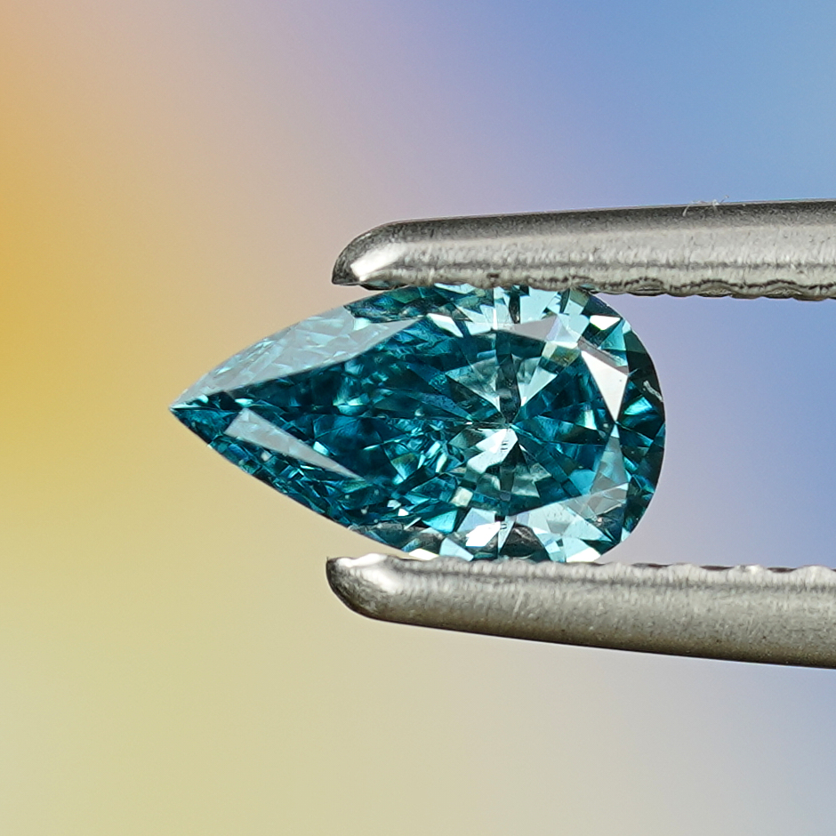 0.33CT Platinum Blue Pear Shape Fancy Color Lab Dimond