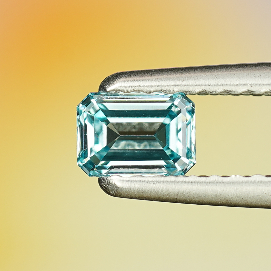 0.35CT Platinum Blue Emerald Cut Fancy Color Lab Dimond