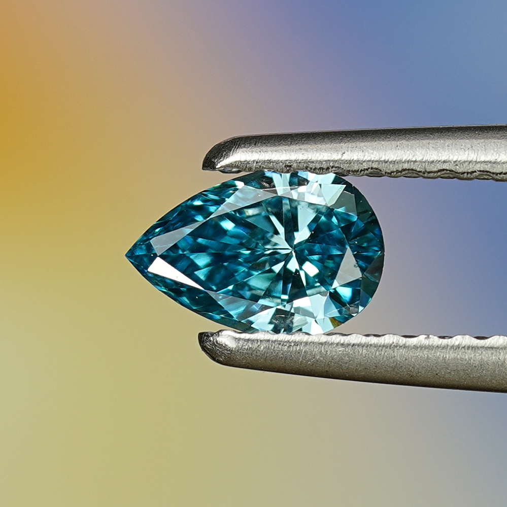 0.35CT Platinum Blue Pear Shape Fancy Color Lab Dimond