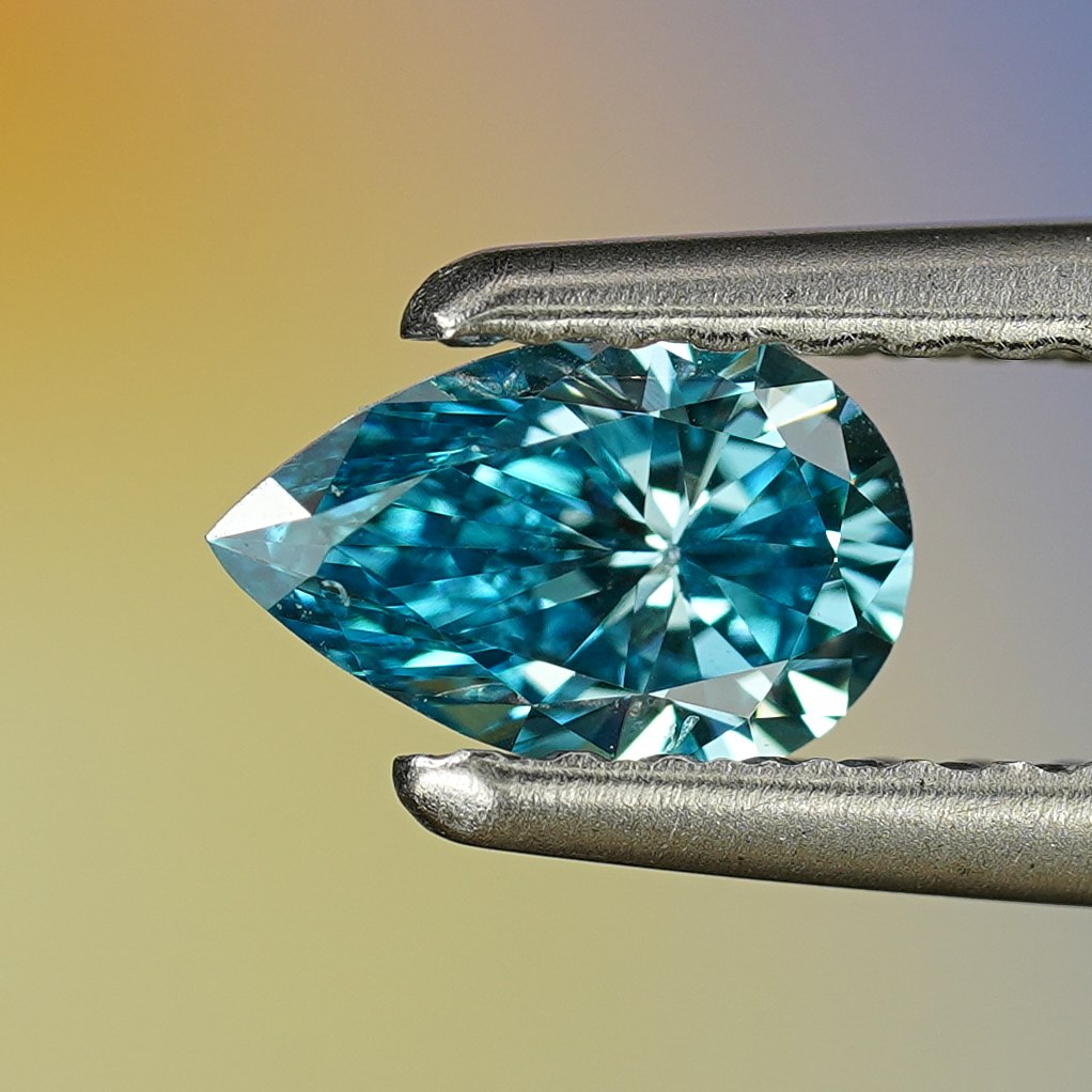 0.39CT Platinum Blue Pear Shape Fancy Color Lab Dimond