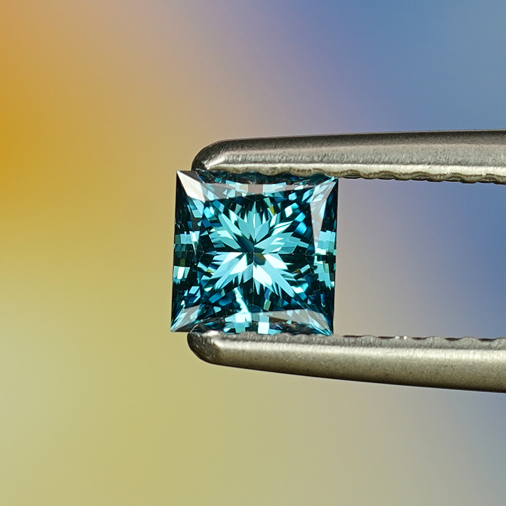 0.41CT Platinum Blue Princess Cut Fancy Color Lab Dimond
