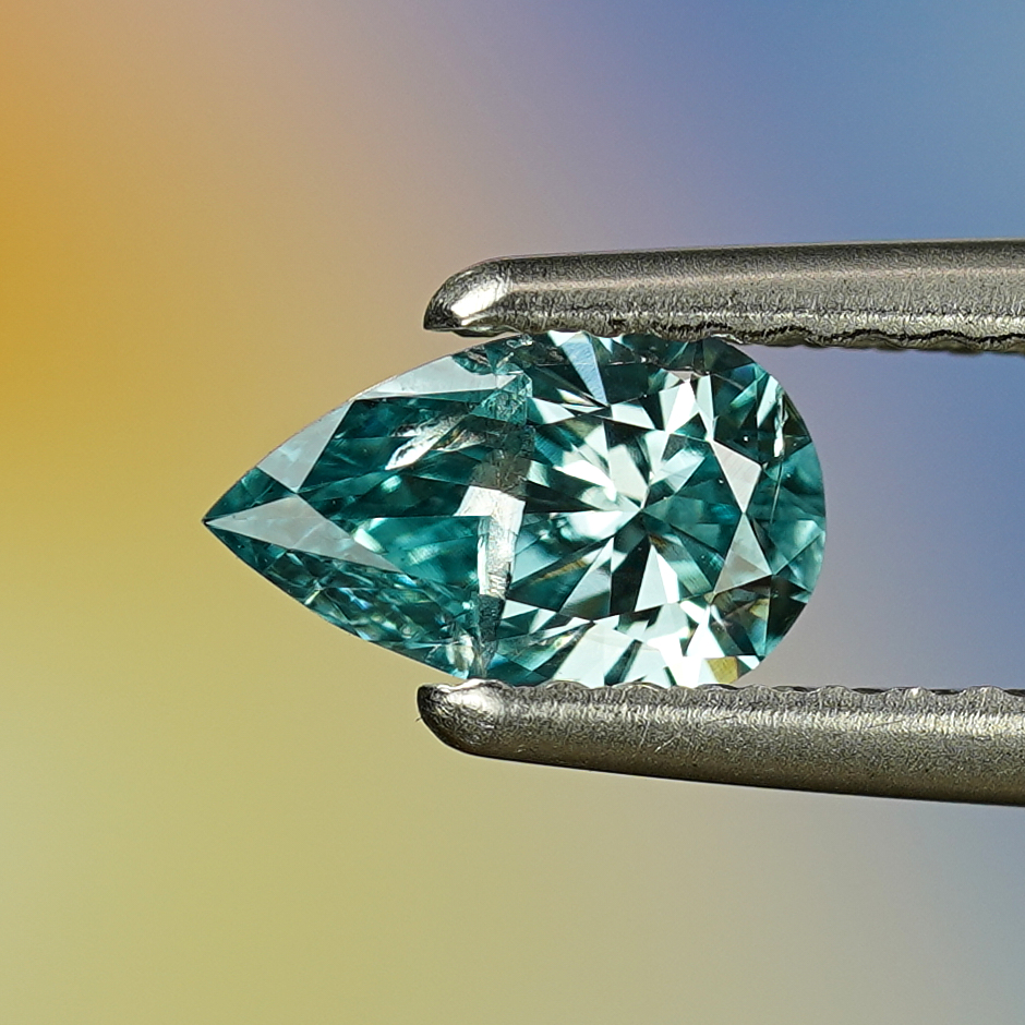 0.46CT Platinum Blue Pear Shape Fancy Color Lab Dimond