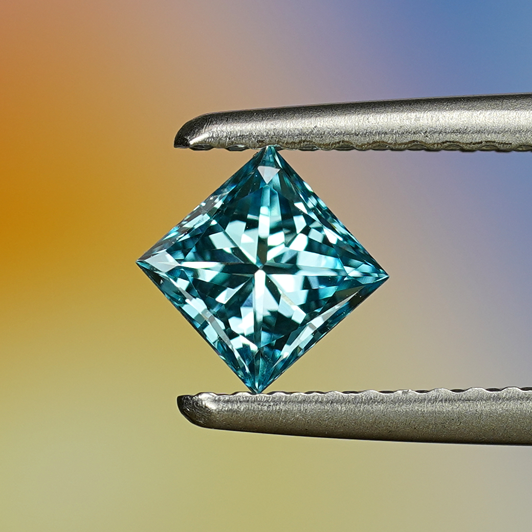 0.46CT Platinum Blue Princess Cut Fancy Color Lab Dimond