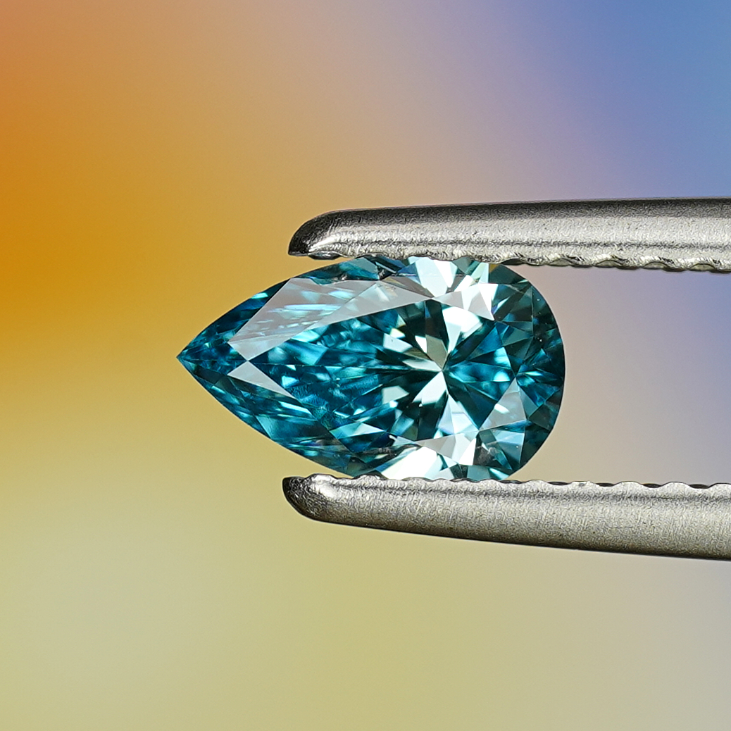 0.55CT Platinum Blue Pear Shape Fancy Color Lab Dimond