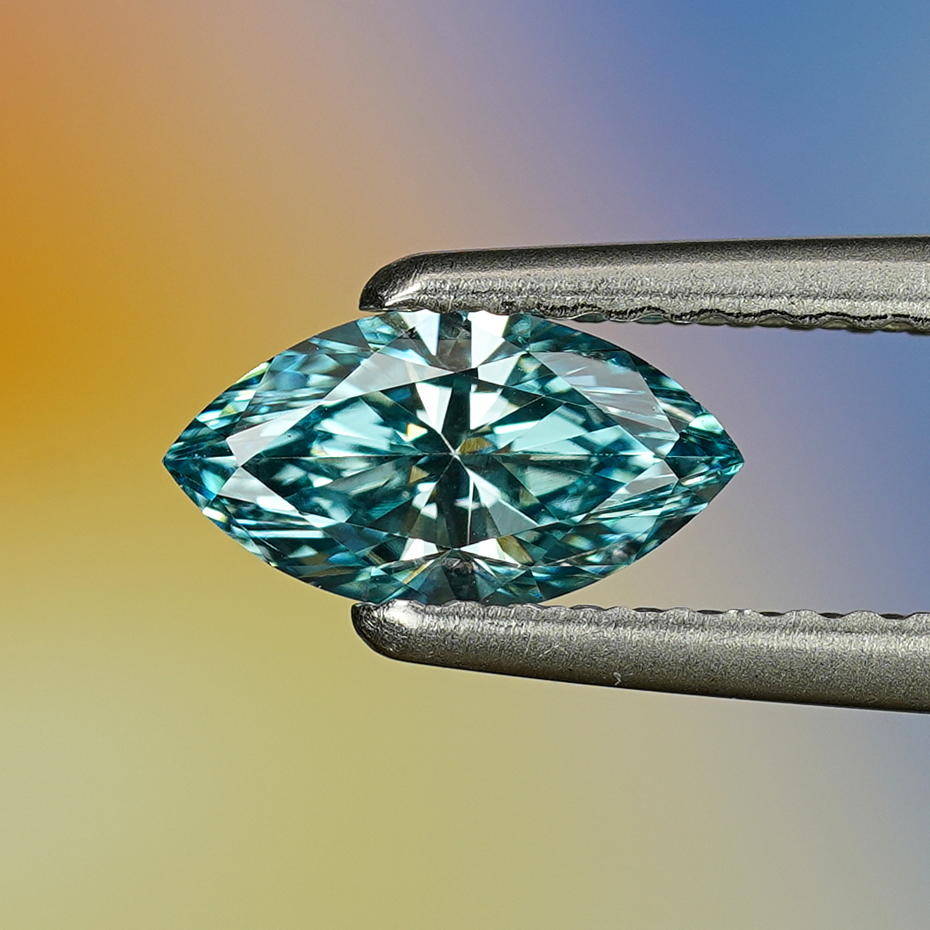 0.56CT Platinum Blue Marquise Cut Fancy Color Lab Dimond