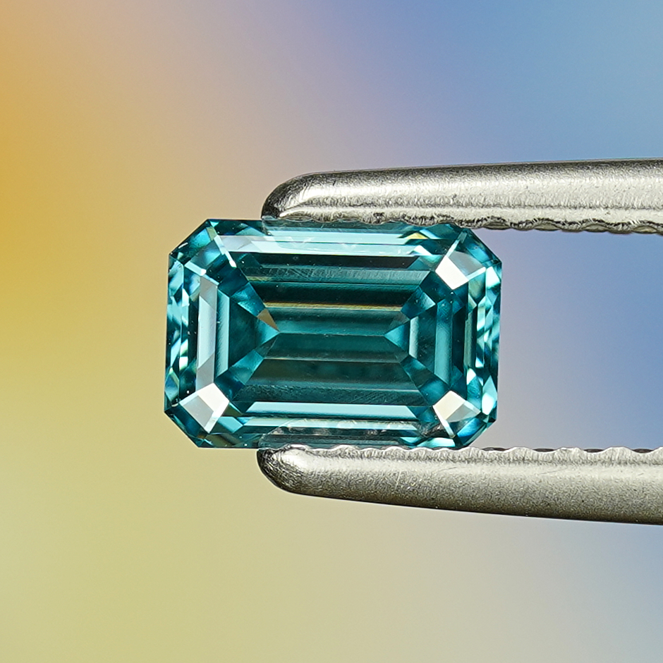 0.59CT Platinum Blue Emerald Cut Fancy Color Lab Dimond